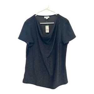 NWT Vintage Y2K Era Black Jaclyn Smith For Sears Sparkle Metallic Blouse XL